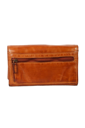 Hill Burry RFID leather clutch rivet wallet cognac with flap