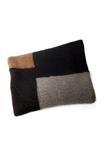 Πλεκτό κασκόλ βισκόζη μαύρο/γκρι/καφέ