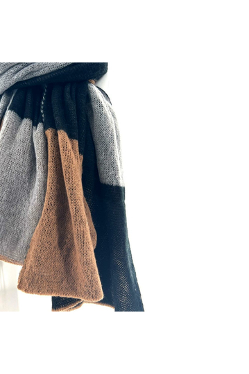 Πλεκτό κασκόλ βισκόζη μαύρο/γκρι/καφέ