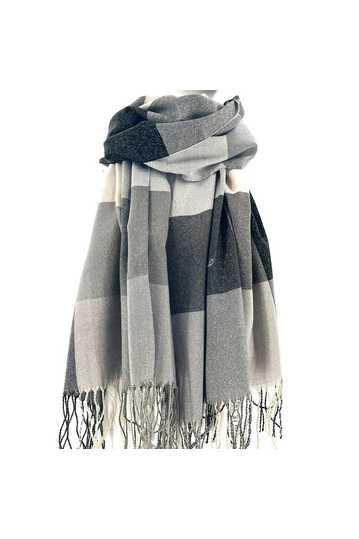 Checked grey viscose scarf