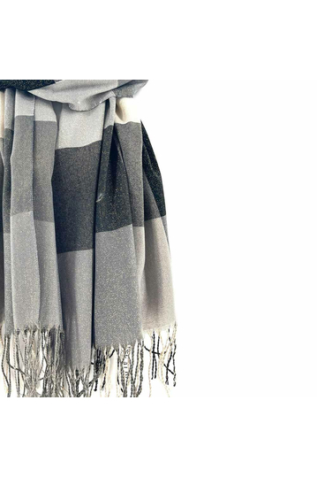 Checked grey viscose scarf