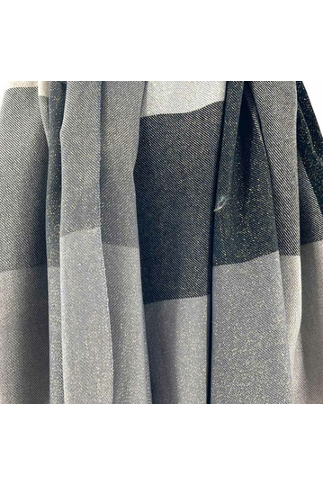 Checked grey viscose scarf