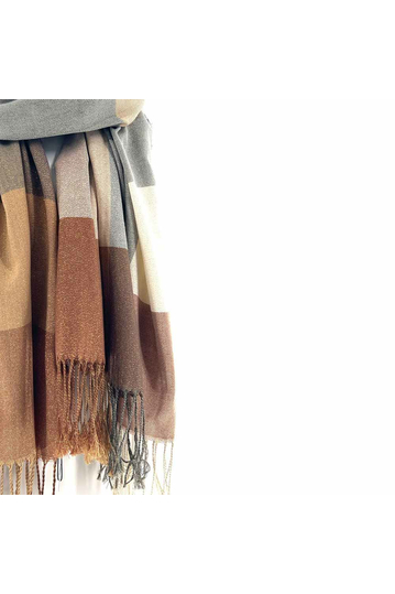 Checked brown/grey viscose scarf