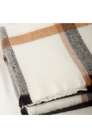 Κασκόλ βισκόζη εκρού/μαύρο/καφέ