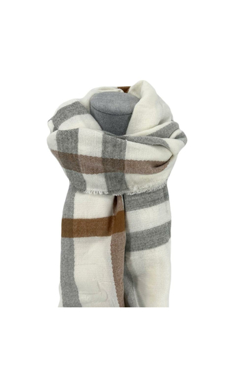 Κασκόλ βισκόζη εκρού/μπεζ/γκρι