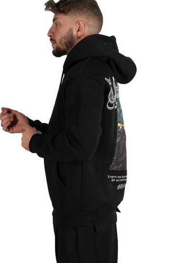 Back Printed Hoodie Black