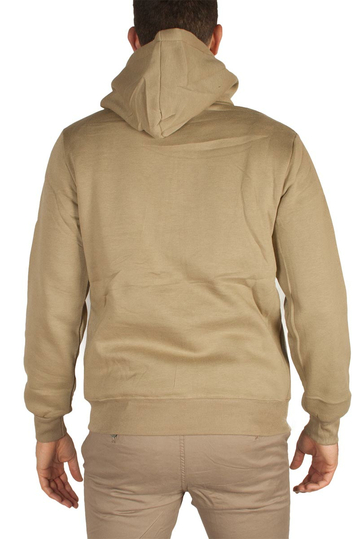 Φούτερ ζακέτα μπεζ με κουκούλα