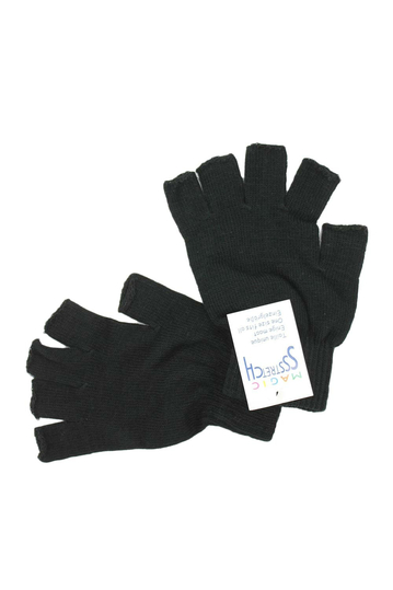 Fingerless knit gloves in black
