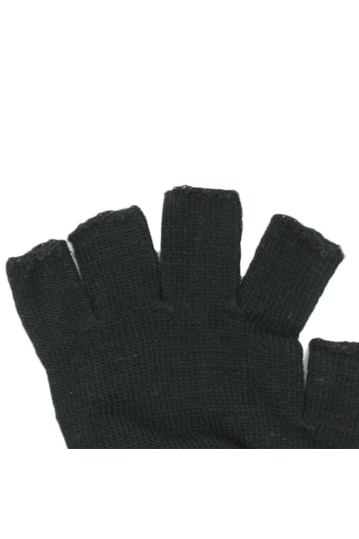 Fingerless knit gloves in black