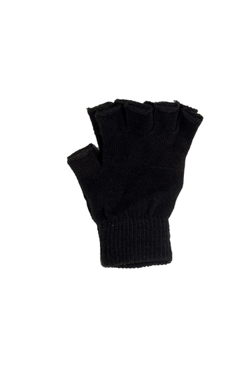 Fingerless knit gloves in black