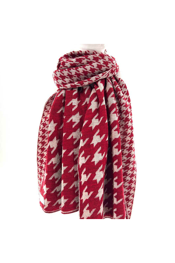 Knitted scarf red/beige