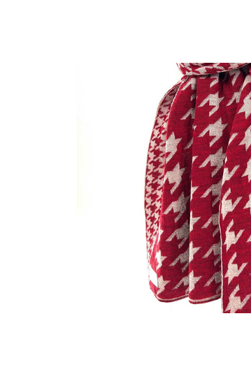 Knitted scarf red/beige