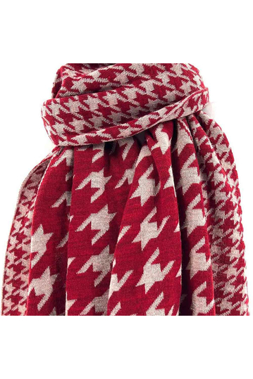 Knitted scarf red/beige