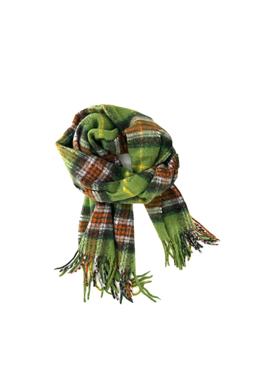 Checked viscose scarf green