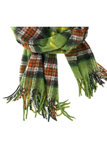 Checked viscose scarf green
