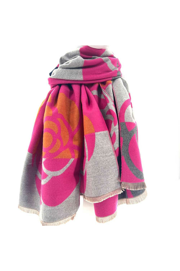 Viscose scarf fuchsia/grey