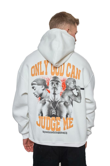 Tupac Only God Can Judge Me Hoodie Ecru