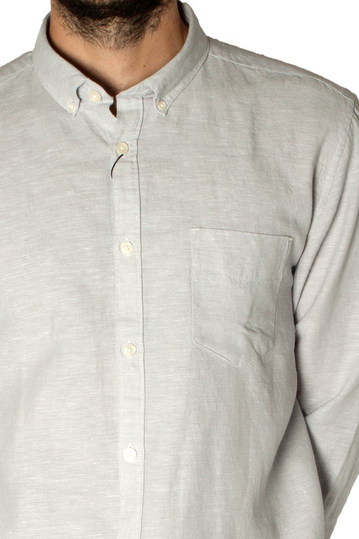Gnious linen blend ανδρικό πουκάμισο Linus ανοιχτό γκρι