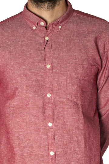 Gnious linen blend ανδρικό πουκάμισο Linus κόκκινο