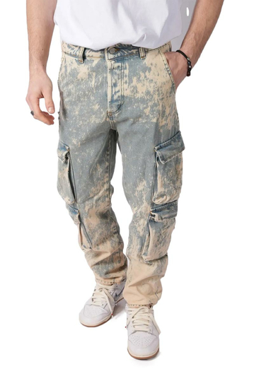 Multi Pocket Jeans Acid Wash