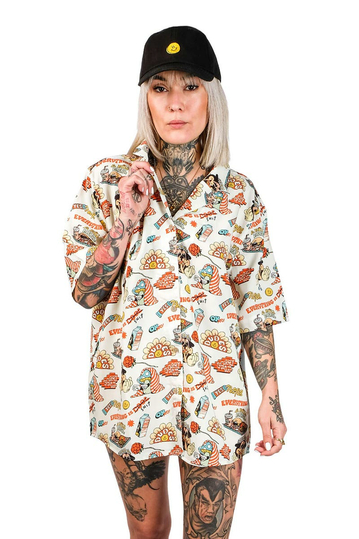 The Dudes Women's Oversized Hawaiian Shirt A Pill Meal