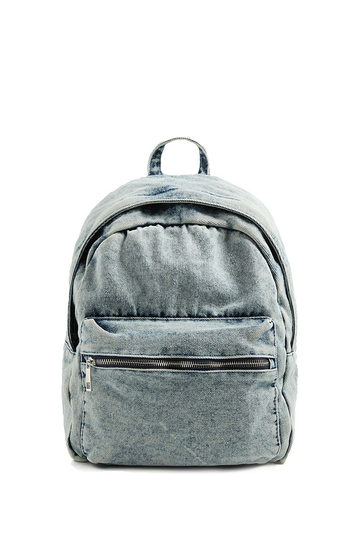 Alcott Washed-Out Effect Denim Backpack Light Blue