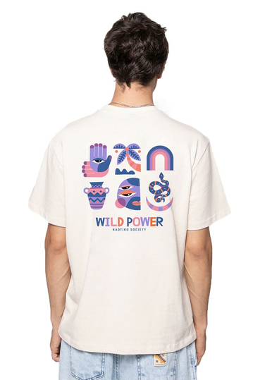 Kaotiko Wild Power Organic Cotton T-shirt Ivory