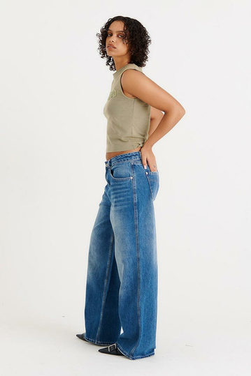 The Ragged Priest Baggy Jeans Faded Blue