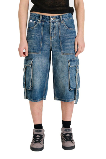 The Ragged Priest Spectral denim cargo longline shorts