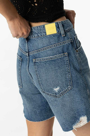 Tiffosi Lana Distressed Denim Shorts Medium Blue