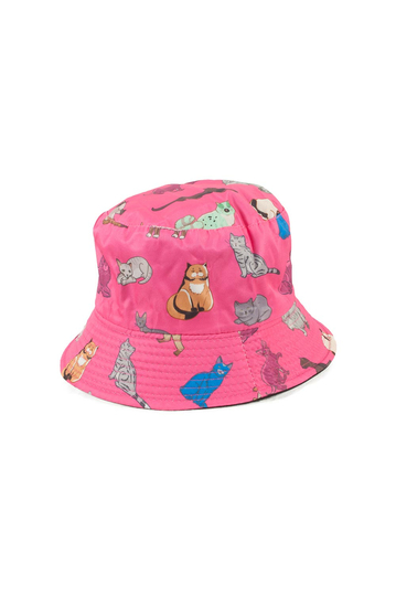 Bucket καπέλο διπλής όψεως Cats Print Fuchsia