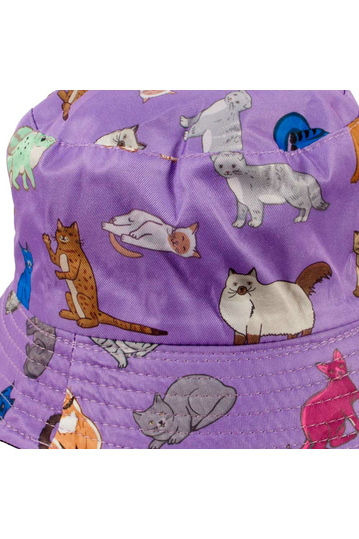 Reversible Bucket Hat Cats Print Lilac
