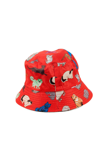 Bucket καπέλο διπλής όψεως Cats Print Red