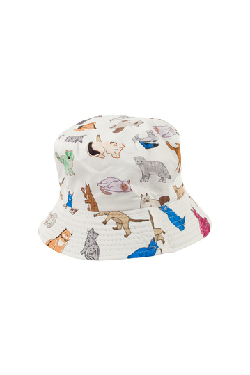 Bucket καπέλο διπλής όψεως Cats Print White