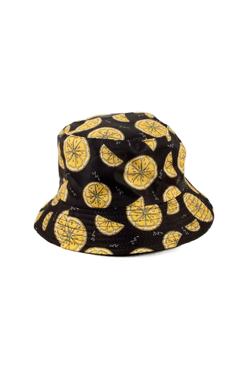 Reversible Bucket Hat Lemon Print Black/Yellow