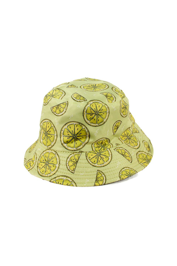 Reversible Bucket Hat Lemon Print Print Light Green