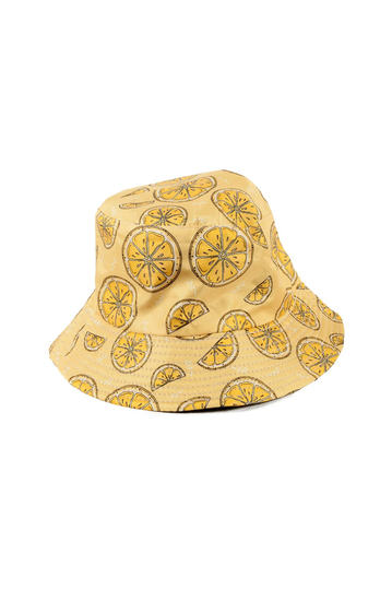 Reversible Bucket Hat Lemon Print Print Yellow