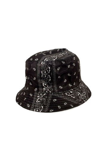 Reversible Bucket Hat Paisley Print Black