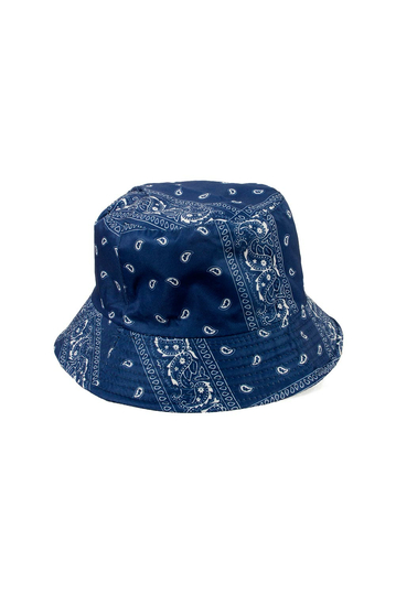 Reversible Bucket Hat Paisley Print Indigo