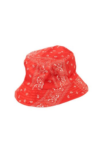 Reversible Bucket Hat Paisley Print Red