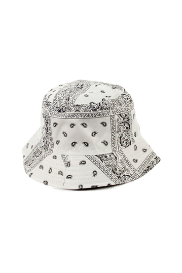 Reversible Bucket Hat Paisley Print White