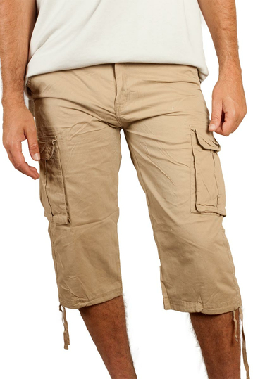 Men's cargo shorts beige with belt