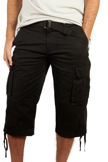 Men's cargo shorts black with belt