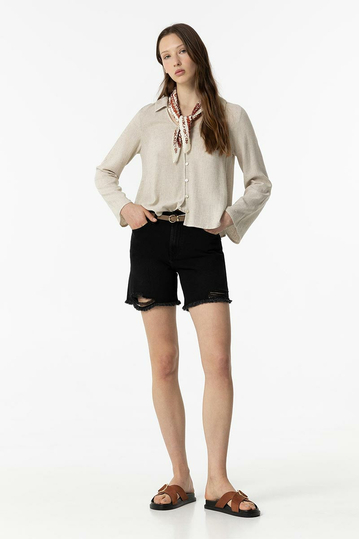 Tiffosi High Waist Denim Shorts Black