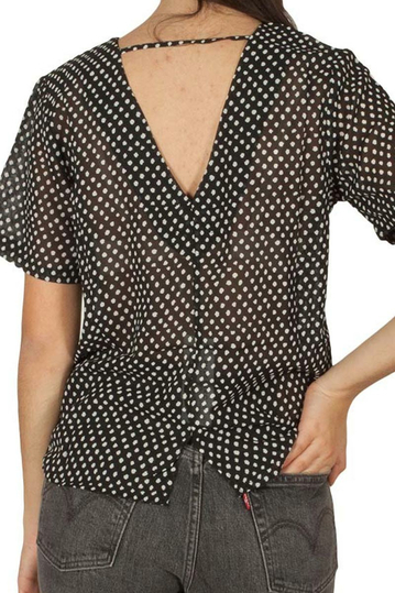 Rut & Circle Nisha black and white dot top with V-back