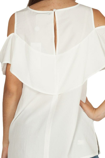 Rut & Circle Sanna cold shoulder frill top white