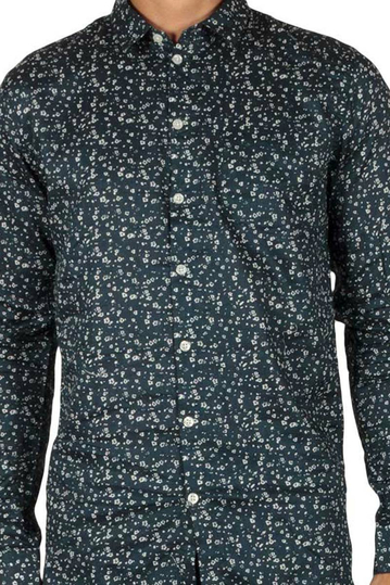 Minimum Tramonto πουκάμισο μπλε ιβουάρ πριντ