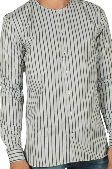 Minimum Obela ριγέ πουκάμισο γκρι μελανζέ