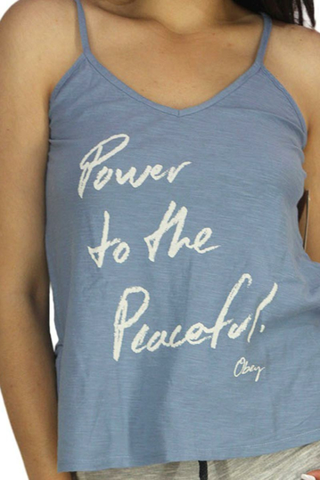 Obey open back strappy top Power to peacefull