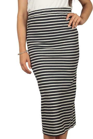 Soft Rebels Stella striped midi skirt night sky-off white